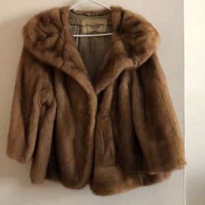 Authentic real mink fur vintage swing coat
